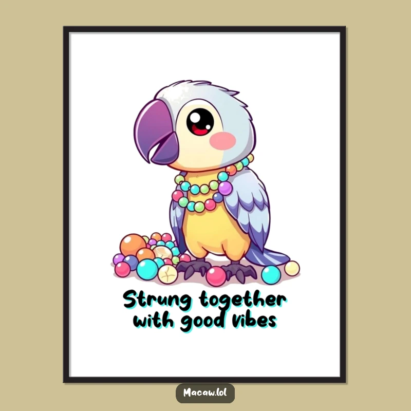 Free Printable Wall Art: Kawaii Macaw, Cute Funny Downloadable Decor