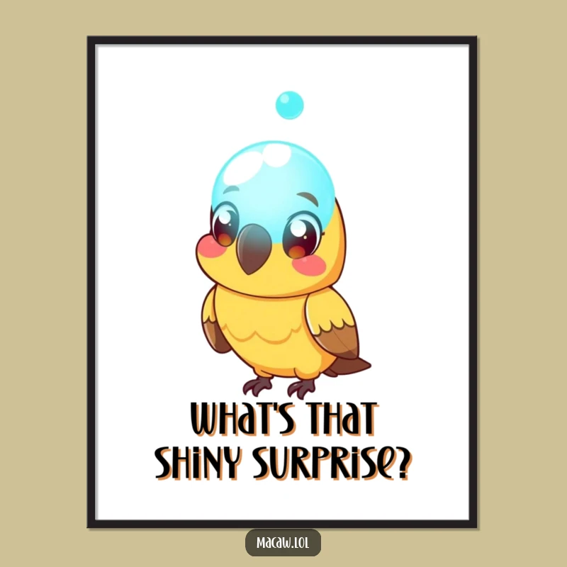 Free Printable Macaw Wall Art: Surprised Bird Orb Downloadable Decor