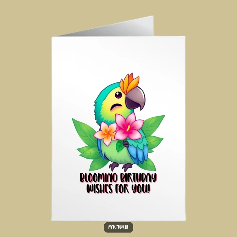 Free Printable Macaw Birthday Card: Tropical Bloom for a Beautiful Downloadable Gift