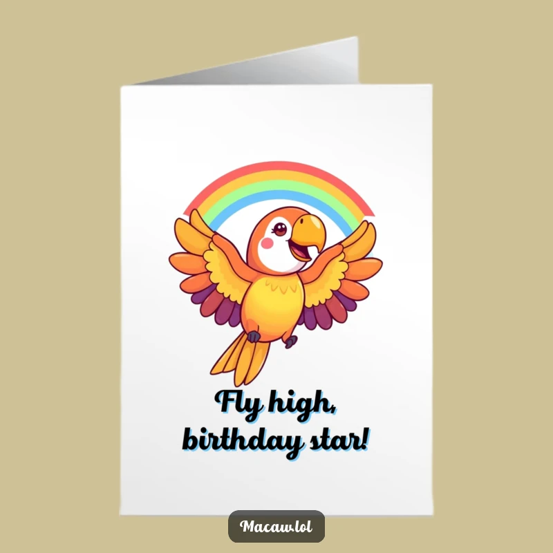 Free Printable Macaw Rainbow Birthday Card: Funny Downloadable Gift for a Colorful Celebration