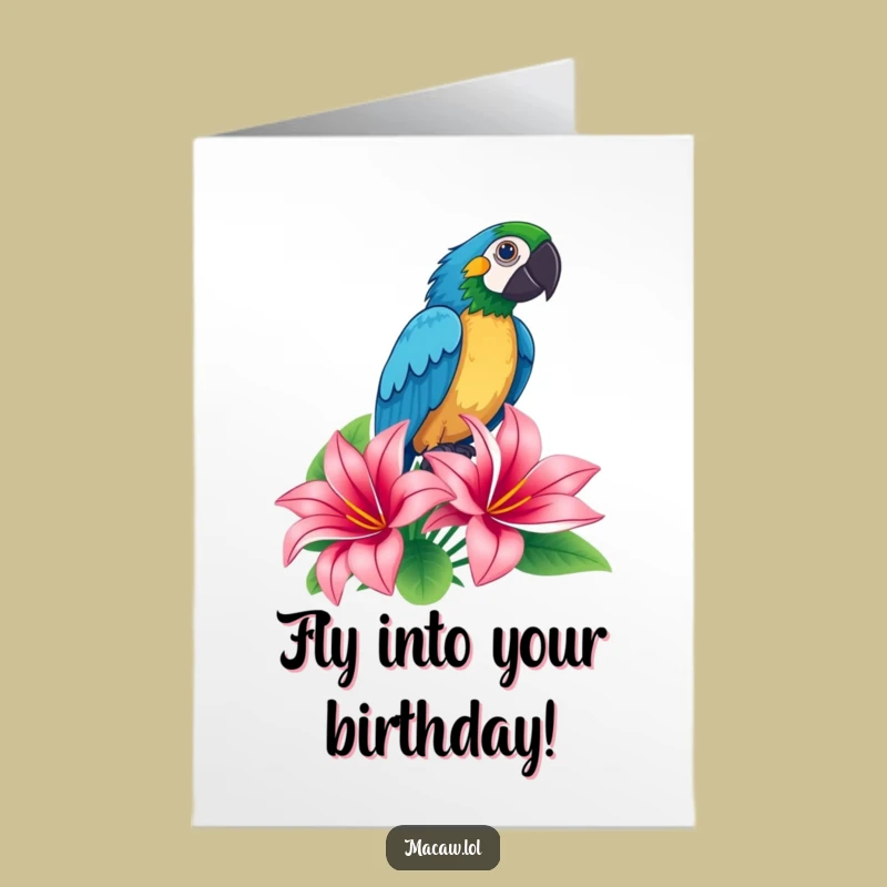 Free Printable Funny Macaw Birthday Card: Dramatic Bird Downloadable Gift