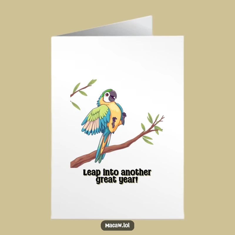 Free Printable Birthday Card: Dramatic Macaw Leap for an Exciting Downloadable Gift