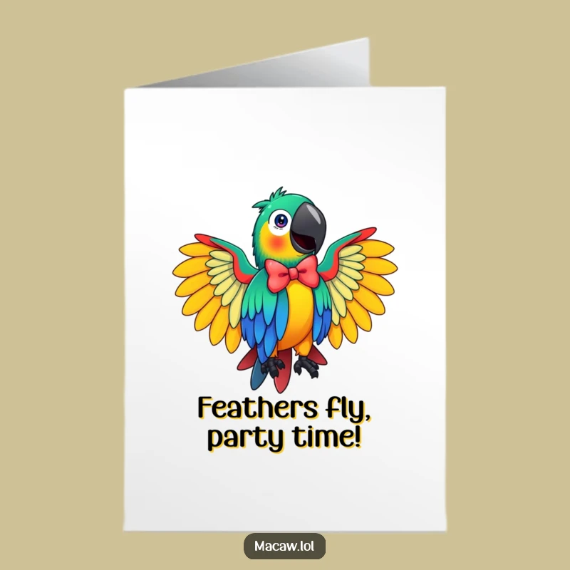 Free Printable Birthday Card: Flamboyant Macaw Bow Hilarious Downloadable Gift