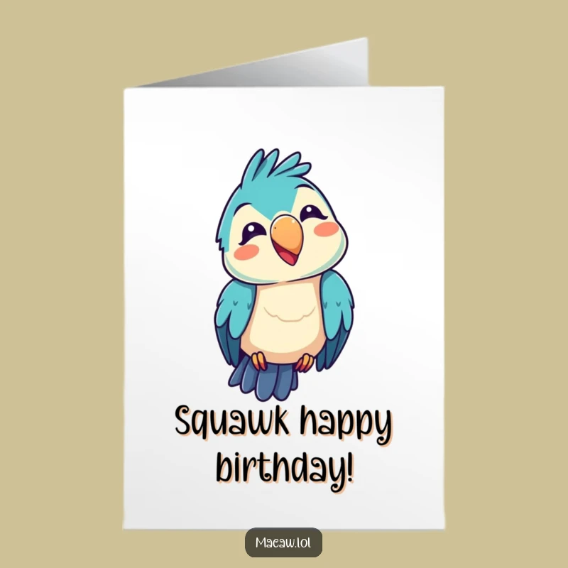 Free Printable Birthday Card: Funny Squawking Macaw Downloadable Gift