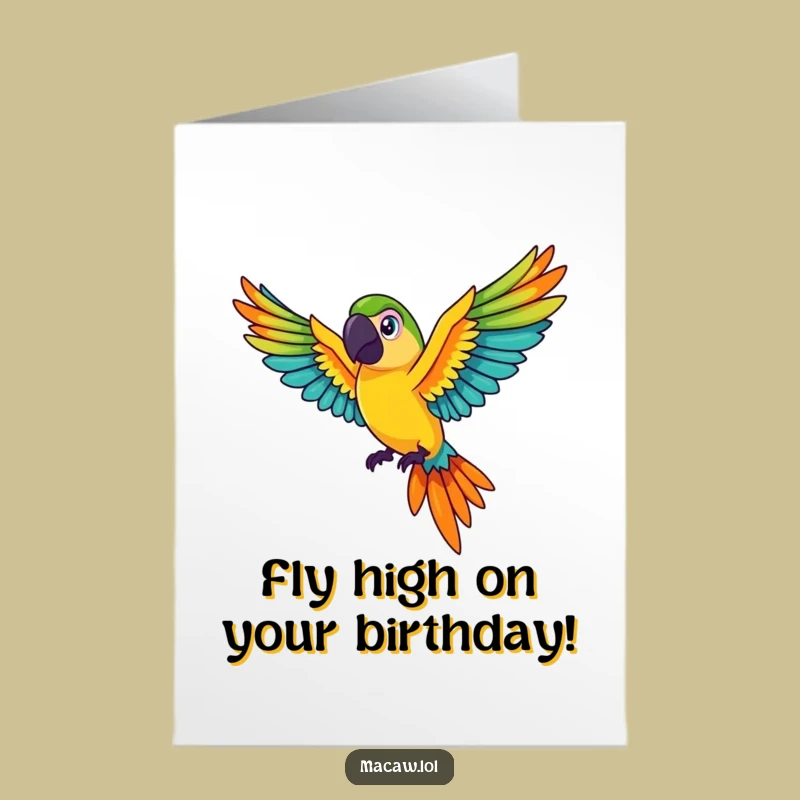 Free Printable Birthday Macaw Card: Colourful Flight, Funny Downloadable Gift