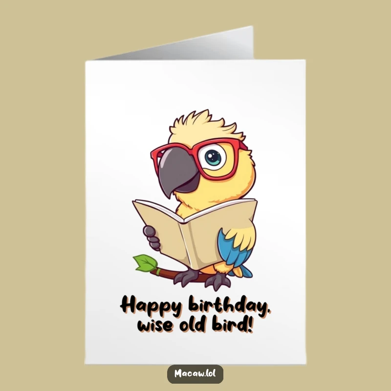 Free Printable Macaw Reading Card: Funny Bird Downloadable Birthday Gift