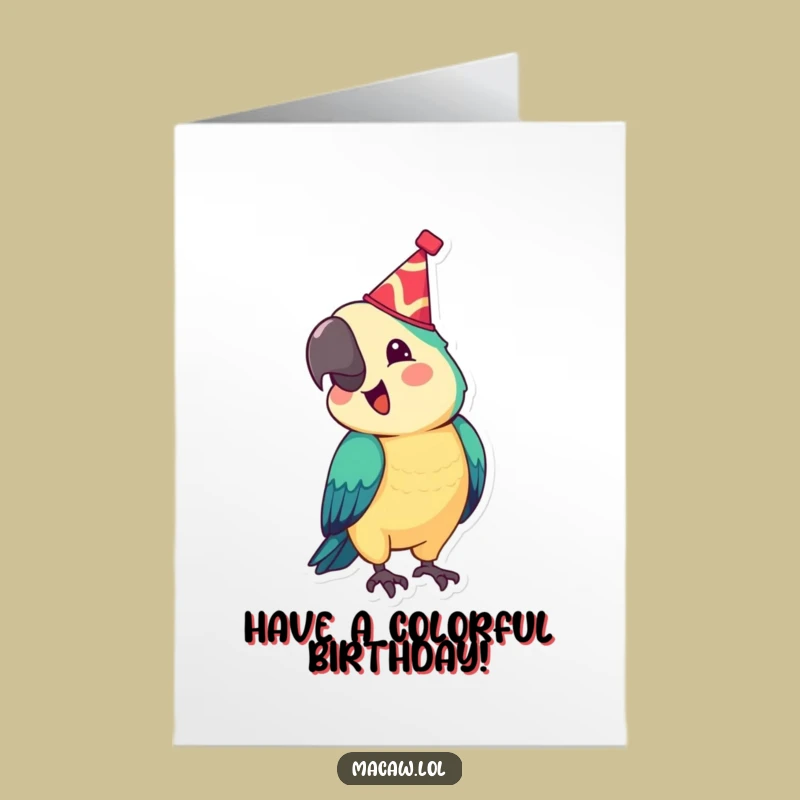 Festive Free Printable Macaw Birthday Card - Joyful Bobbing Hat Downloadable