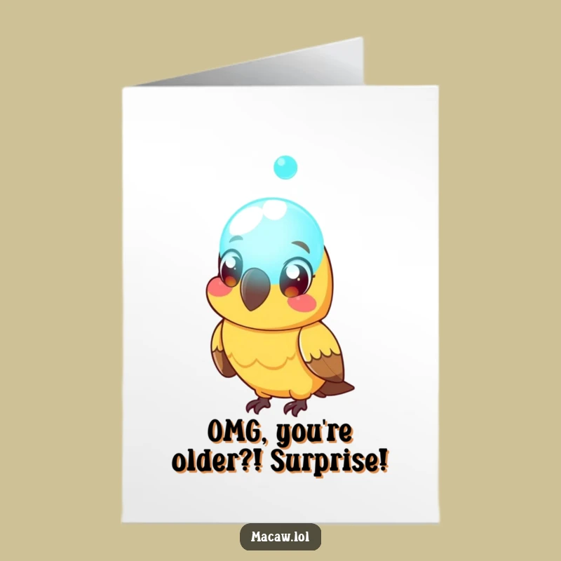 Free Printable Macaw Birthday Card: Surprised Bird Orb Funny Downloadable Gift