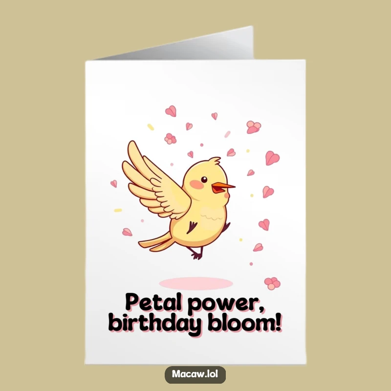 Free Printable Birthday Card: Flower Petal Confetti Bird, Funny Downloadable Gift