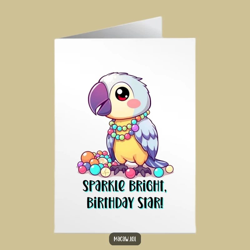 Free Printable Birthday Card: Kawaii Macaw, Quirky Downloadable Gift