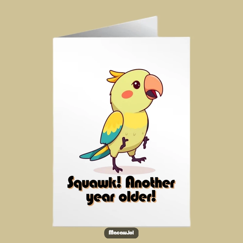 Free Printable Kawaii Macaw Birthday Card: Funny Hop Dance Downloadable for a Joyful Celebration