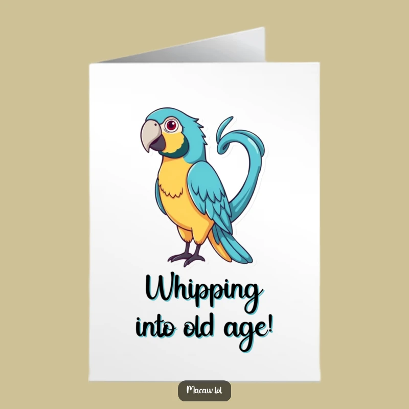 Free Printable Birthday Card: Funny Curly Tail Macaw Gift