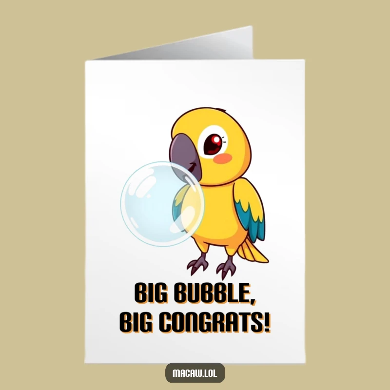 Free Printable Congrats Card: Macaw Bubble Blow, Achievement Downloadable Gift