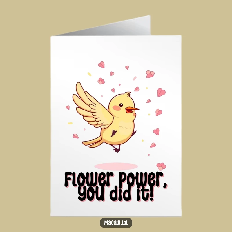 Free Printable Congrats Card: Flower Petal Confetti Bird, Funny Celebration Gift