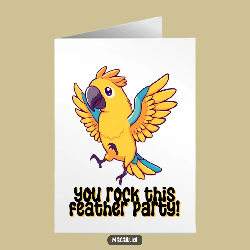 Free Printable Congrats Card: Dancing Macaw Celebration Funny Downloadable Gift