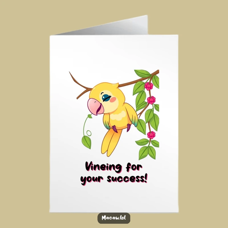 Free Printable Congrats Card: Macaw Vine Tug Funny Downloadable Gift