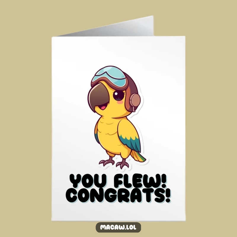Free Printable Macaw Congrats Card: Adventurous Aviator Funny Downloadable