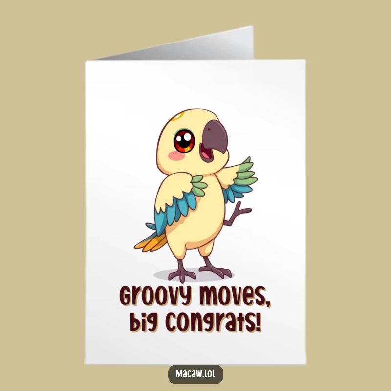 Free Printable Macaw Congrats Card: Funny Dance Moves for a Joyful Downloadable Gift