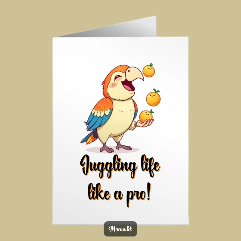 Free Printable Congrats Card: Juggling Macaw Celebration, Fun Downloadable Gift!