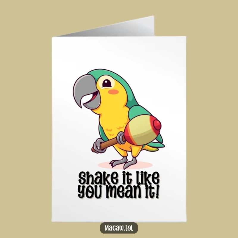 Free Printable Congrats Card: Joyful Macaw Maraca Shaker for a Fun Downloadable Gift