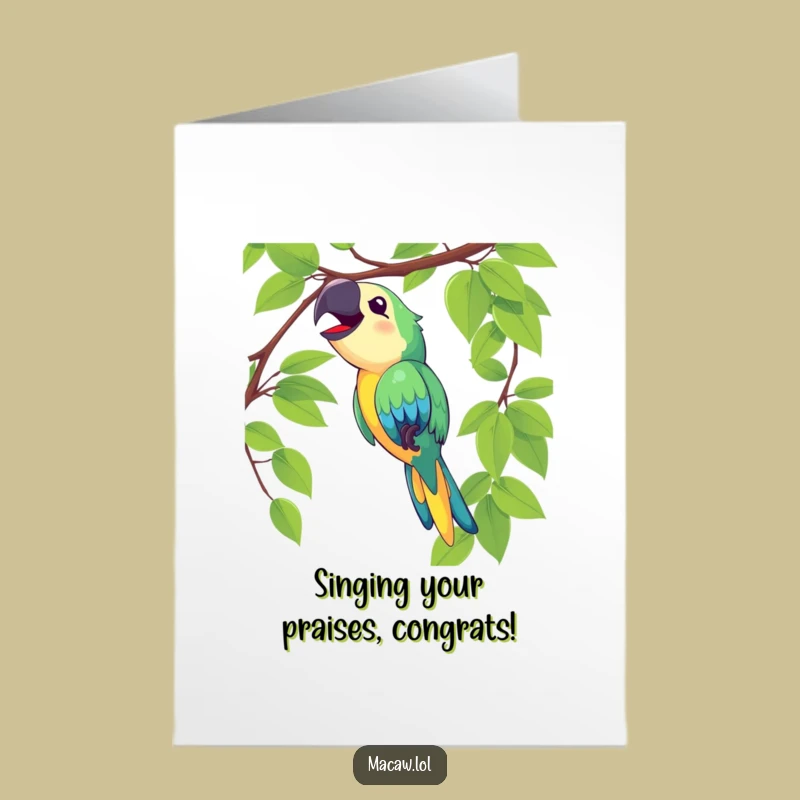 Free Printable Macaw Congrats Card: Swinging Success, Loudly Singing Downloadable Gift