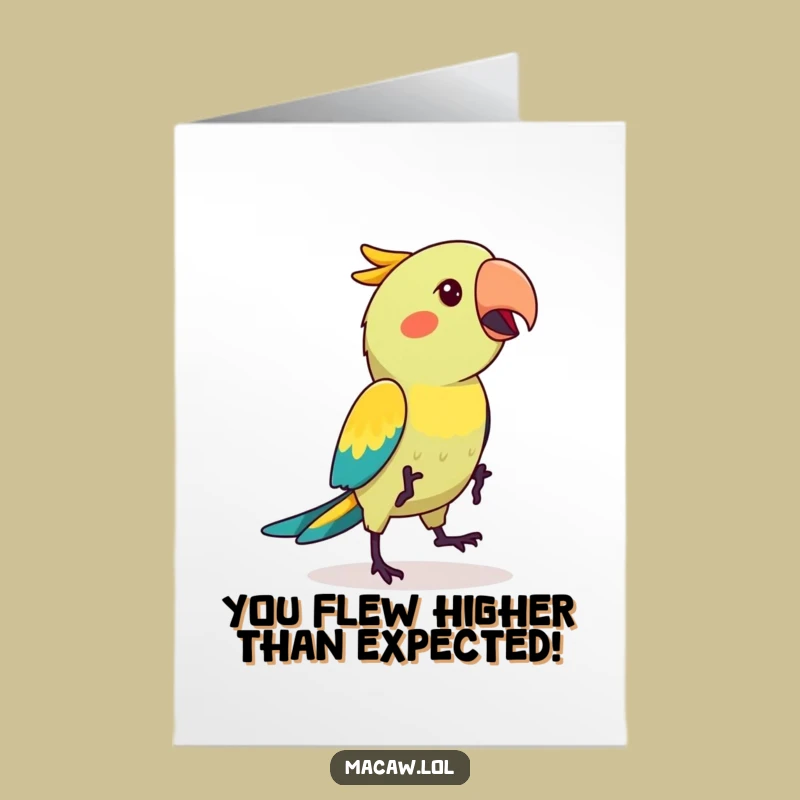 Free Printable Kawaii Macaw Congrats Card: Silly Hop Dance Downloadable for Big Achievements