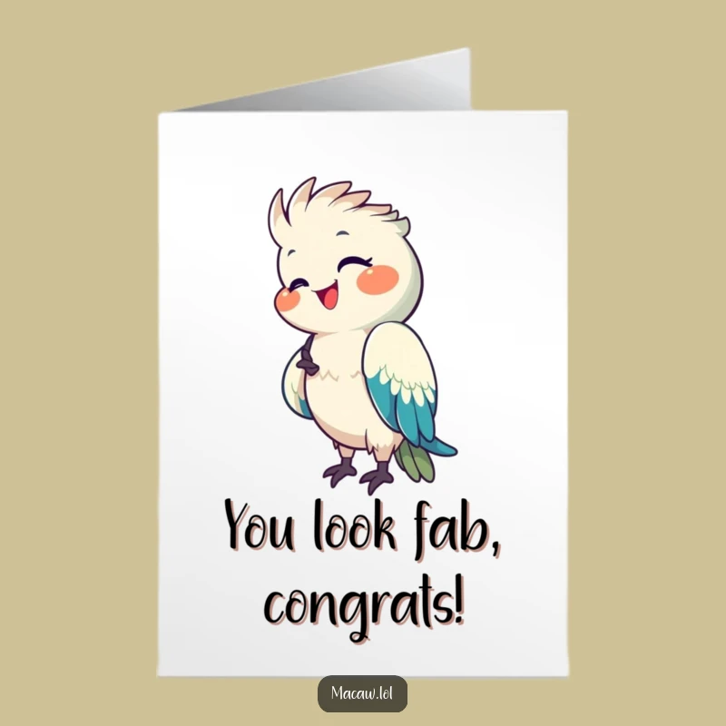 Happy Macaw Congrats Card Free Printable: Bright Win - Funny Downloadable Greeting