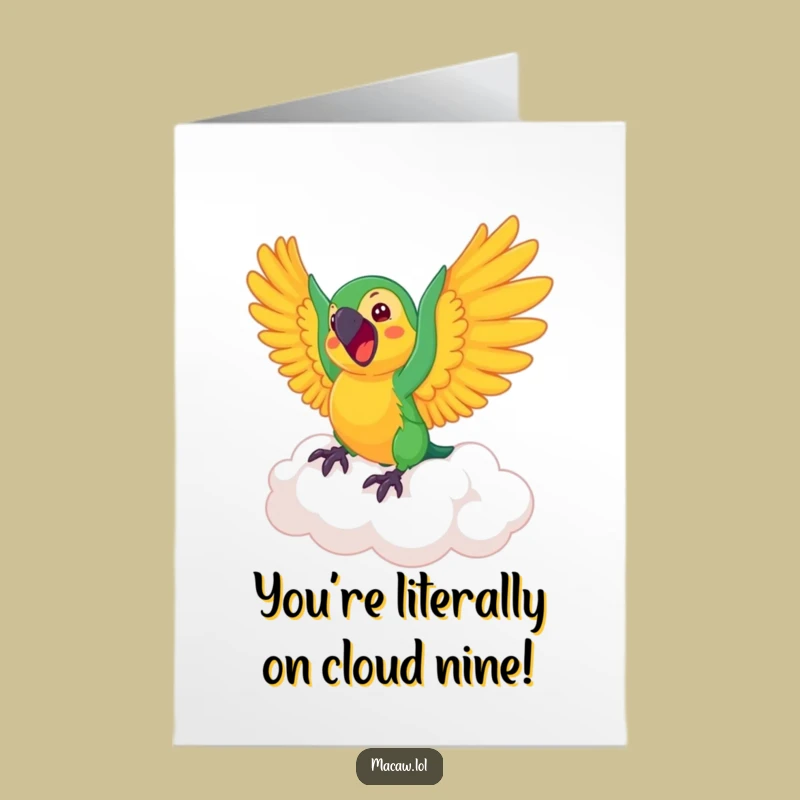 Free Printable Macaw Congrats Card: Funny Cloud Rider Downloadable Gift