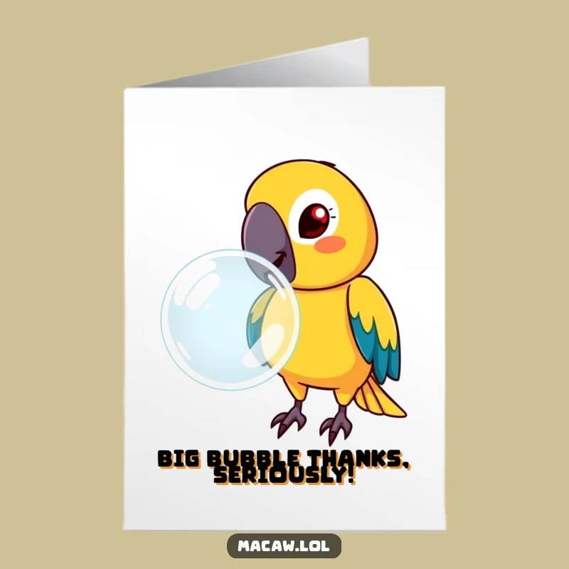 Free Printable Thank You Card: Macaw Bubble Breath, Grateful Downloadable Gift