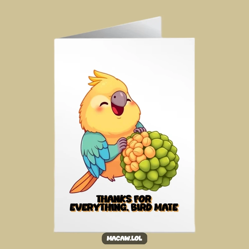 Free Printable Thank You Card: Chubby Macaw Grateful Munch - Funny Downloadable Gift