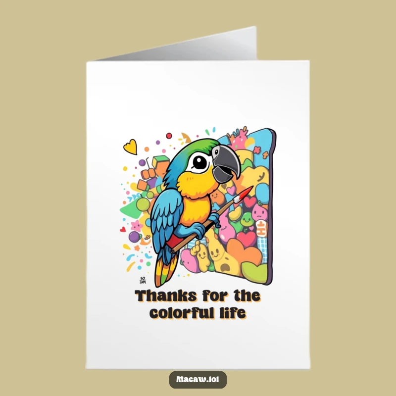 Free Printable Thank You Card: Colorful Macaw Artist for a Unique Downloadable Gift