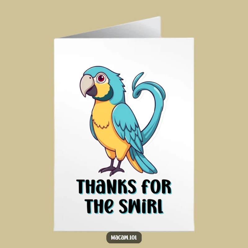 Free Printable Thank You Card: Funny Curly Tail Macaw Gift