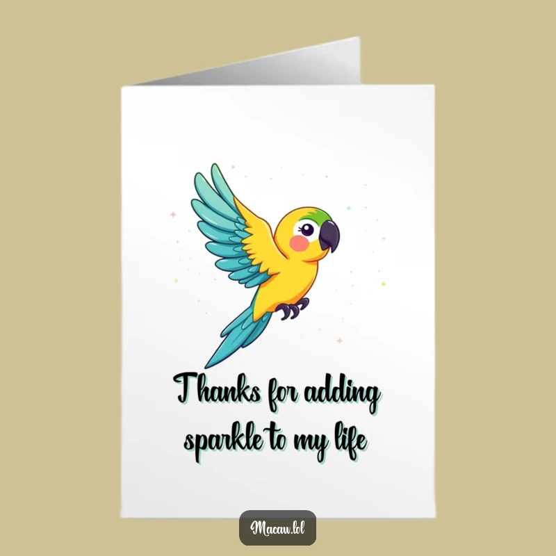 Free Printable Thank You Card: Glittering Macaw for a Loud, Fun Downloadable Gift