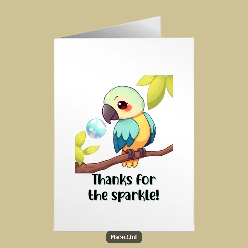Free Printable Thank You Card: Macaw Finds Shiny Object Funny Downloadable Gift