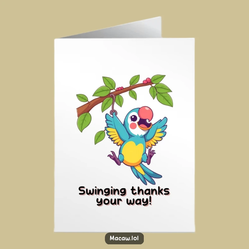 Free Printable Thank You Card: Macaw Vine Joy, Grateful Downloadable Gift