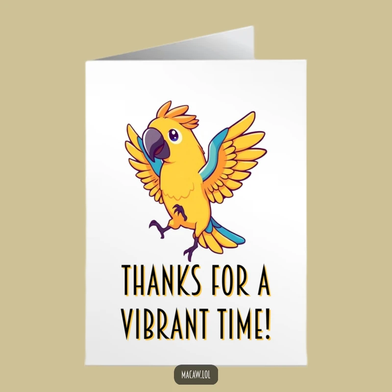 Free Thank You Card: Dancing Macaw Expressive Funny Downloadable Gift