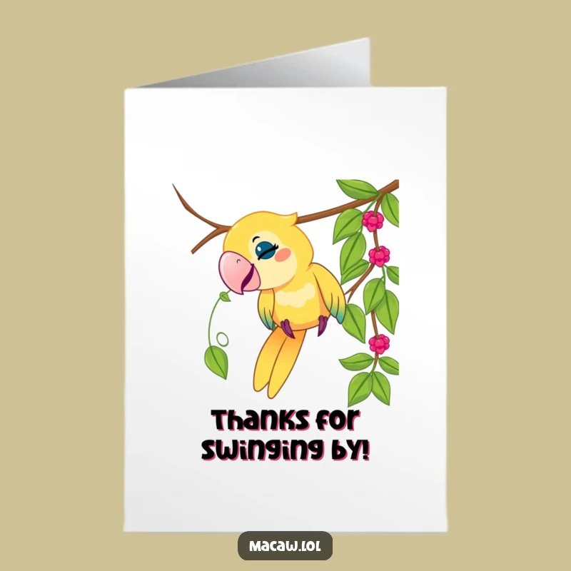 Free Thank You Card: Macaw Vine Tug Funny Downloadable Gift