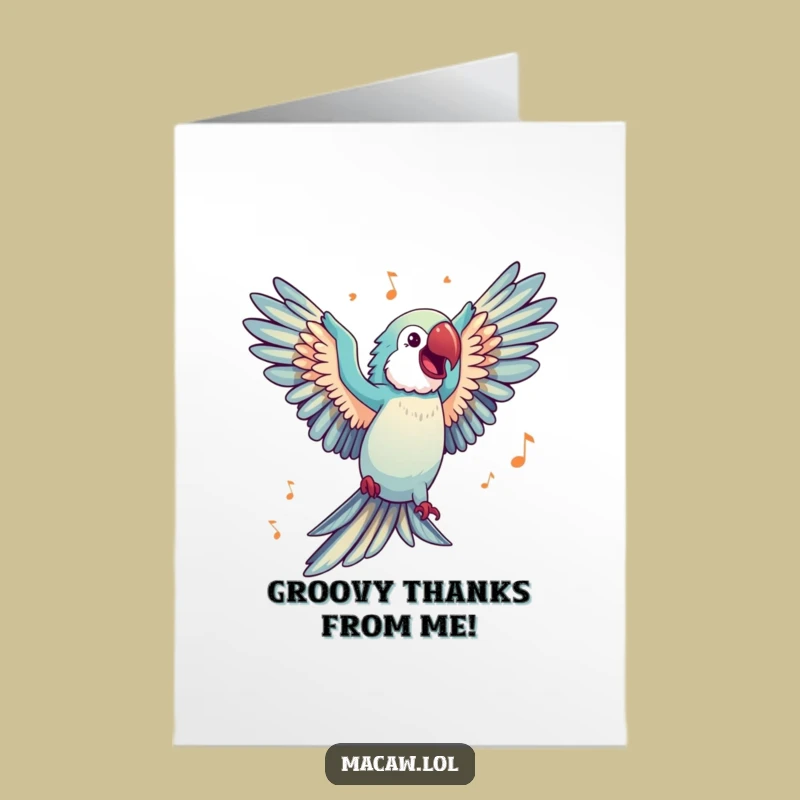 Free Printable Thank You Card: Dancing Macaw, Lively Downloadable Gratitude