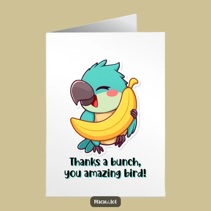 Free Printable Thank You Card: Goofy Macaw Banana Balance, Downloadable Gift!