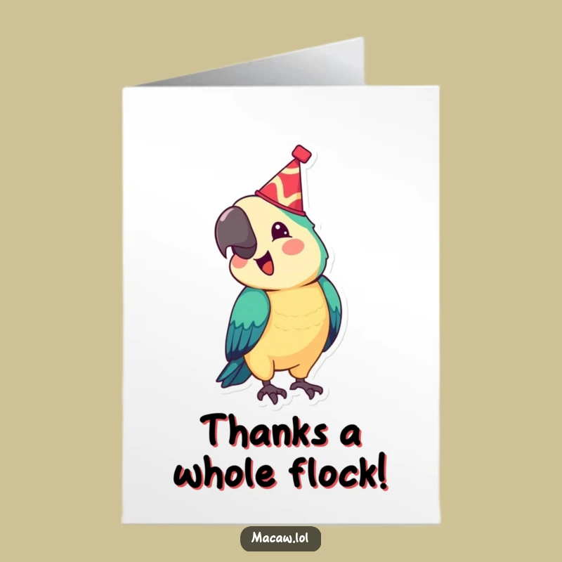 Cheery Free Printable Macaw Thank You Card - Festive Hat DIY