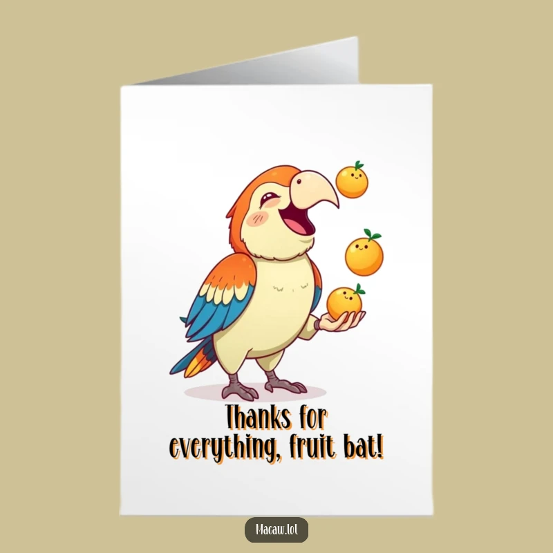 Free Printable Thank You Card: Juggling Macaw Thanks, Cute Downloadable Gift!
