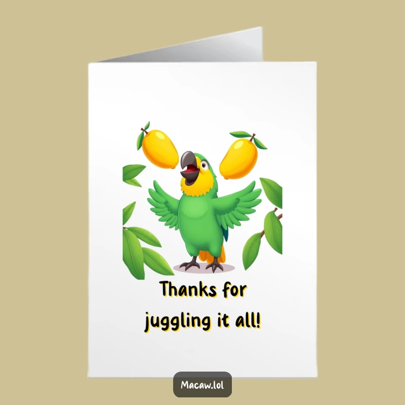 Free Printable Macaw Thank You Card: Juggling Gratitude with a Funny Downloadable Gift