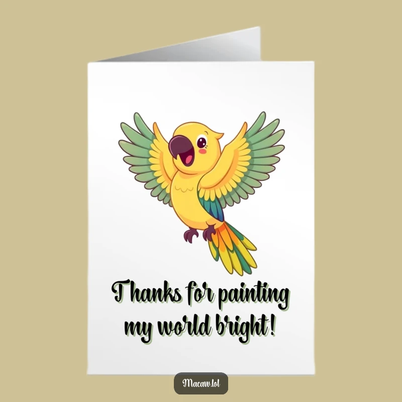 Free Printable Thank You Card: Rainbow Macaw Gratitude - DIY
