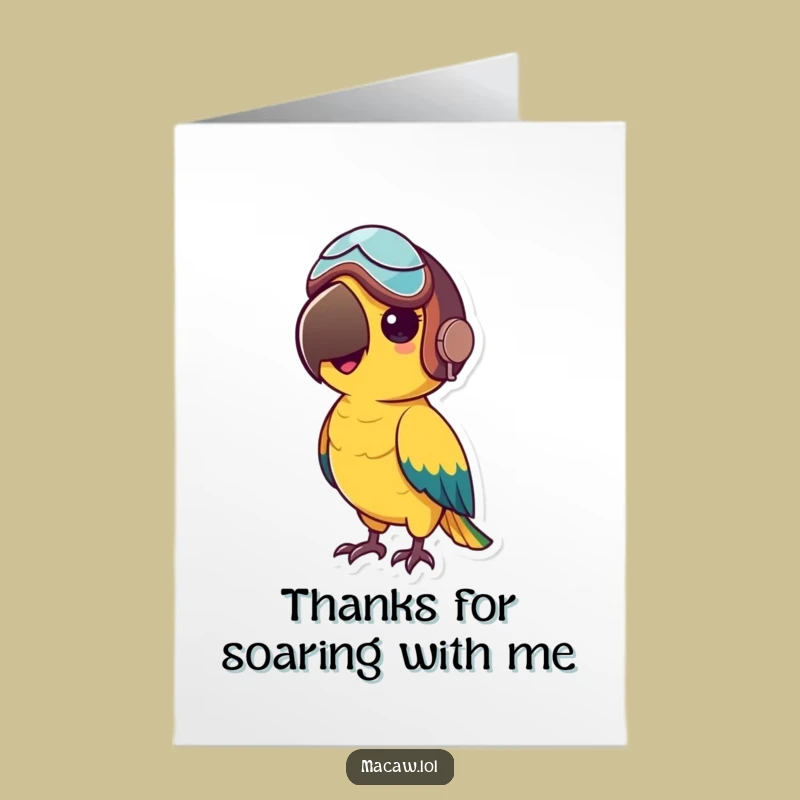 Free Printable Macaw Thank You Card: Adventurous Aviator Funny Downloadable