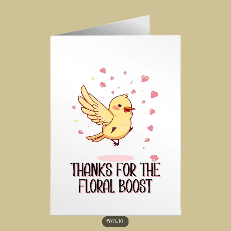 Free Printable Thank You Card: Petal Confetti Bird, Funny Gratitude Gift