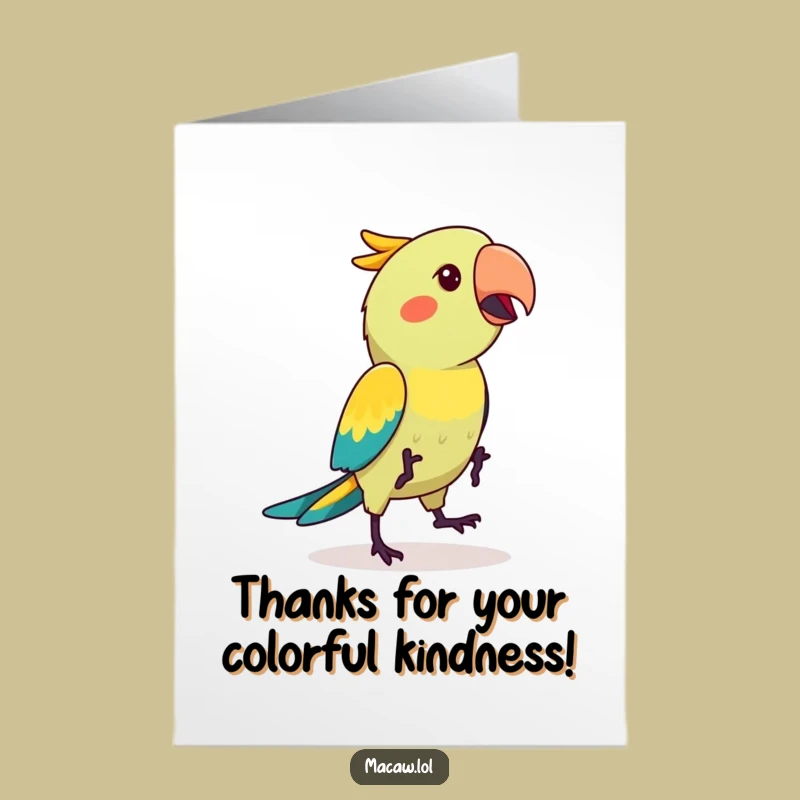Free Printable Kawaii Macaw Thank You Card: Silly Hop Dance Downloadable for Gratitude