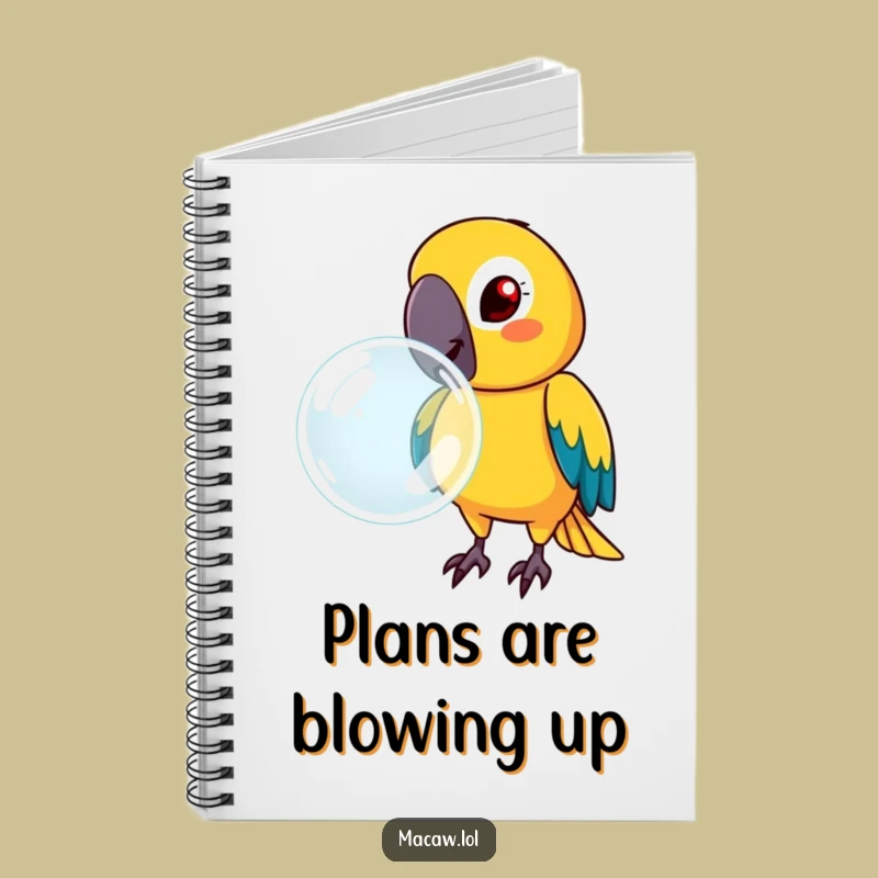 Funny Determined Macaw Bubble Notebook - Jot Down Ideas with Humorous Focus
