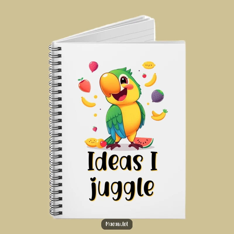 Funny Macaw Notebook: Smiling Juggler, Fruit Journal, Creative Gift