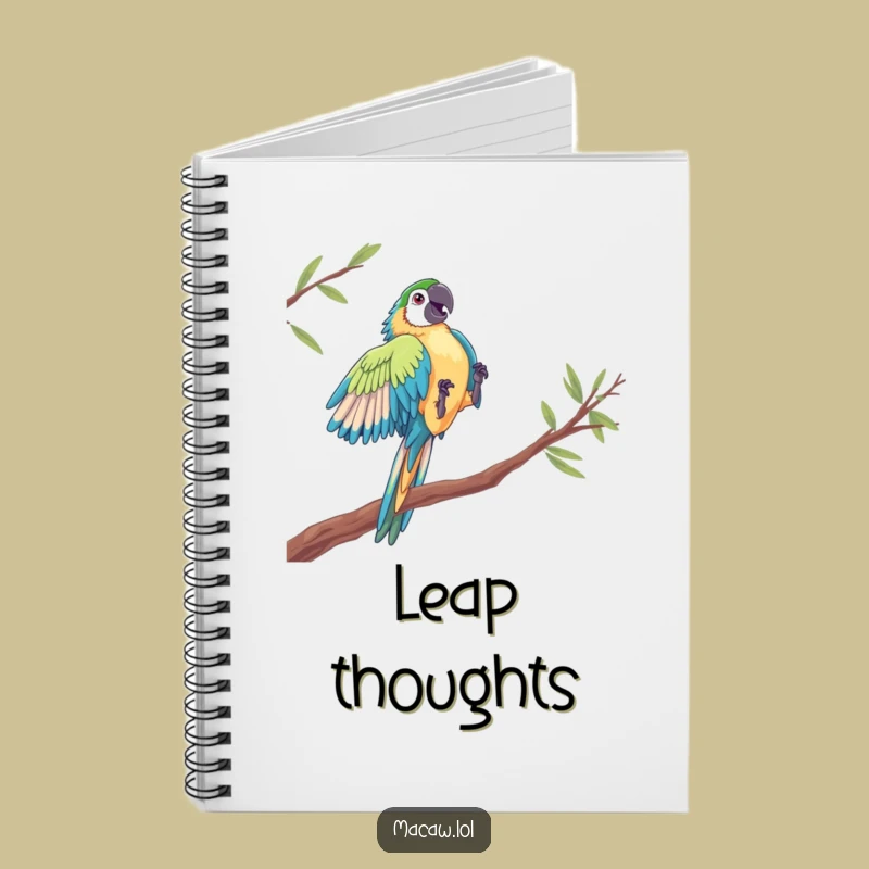 Funny Macaw Acrobat Notebook - Dramatic Bird Leap Journal Gift