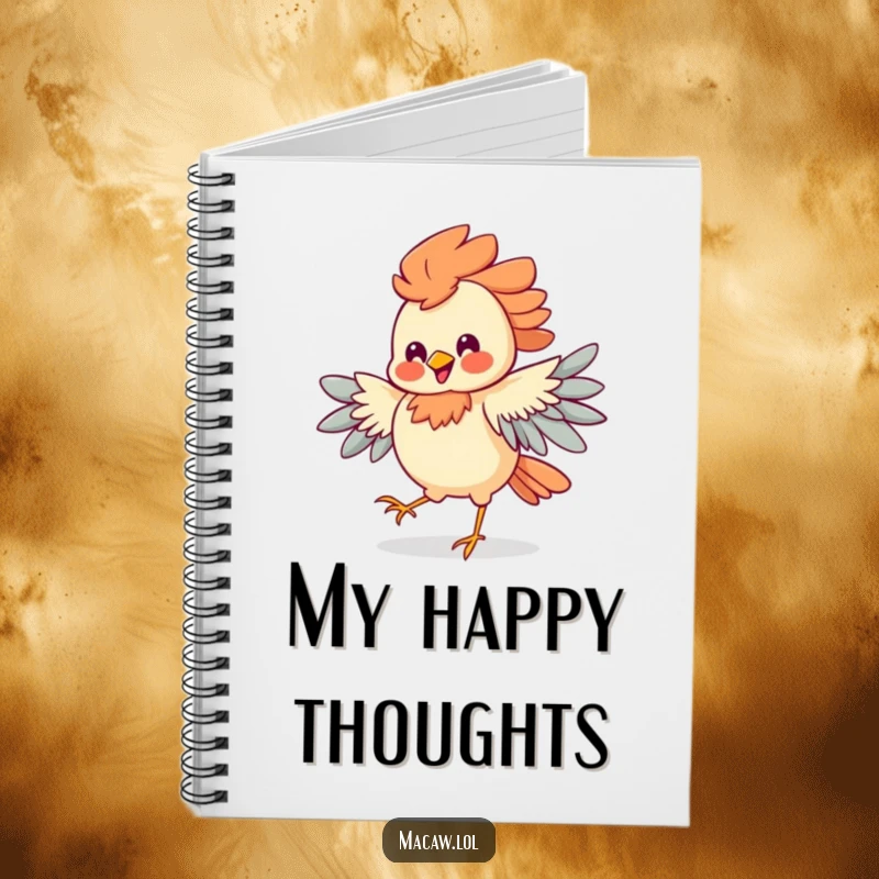 Funny Jigging Bird Notebook featuring a bird with elaborate plumage dancing a jig, its silly grin inspiring creativity.